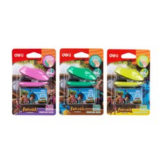 deLi 得力 迷你訂書機裝訂3件組, 粉紅色, 綠色, 綠黃色, 1套