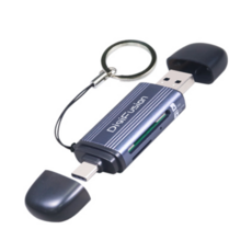 DigiFusion 伽利略 USB3.0 Type-C + A 雙介面OTG讀卡機, RU064, 黑色, 1個