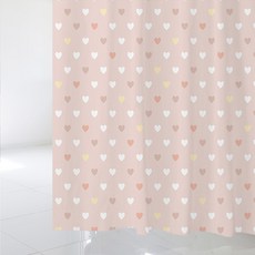 北歐風格浴簾 SC427 L號 1800*1880mm+塑膠掛鉤 12入+白色窗簾桿組合, 1套