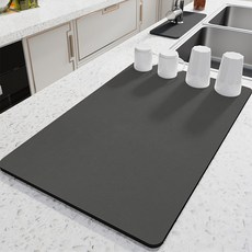 DAILYSHARE 廚房簡約硅藻土餐具瀝水墊 30 x 40 cm, 1個, 炭灰色