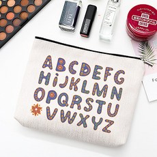 隨心所欲裝飾的字母方形亞麻化妝包