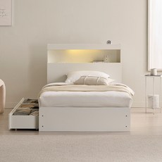 삼익가구 리프네 LED 3단 수납침대 프레임 단품 방문설치, 화이트