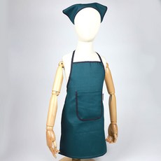 베베슈에뜨 아동용 단색 캔버스 면 앞치마 두건 세트