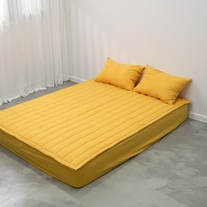 믹스앤매치 로이 고정밴딩 침대 패드, 버터옐로우