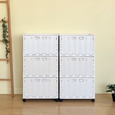 버츄나인 이동식 컨테이너 3x2단 수납장 + 뚜껑 세트, 아이보리