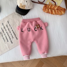 Bebeniz 兒童立體耳朵造型保暖鬆緊腰長褲