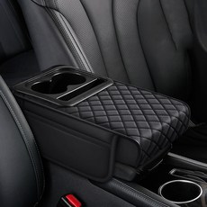 Ez2mk 편리한 차량용 컵홀더 수납 콘솔 팔걸이쿠션 MS-1730, 블랙, 1개