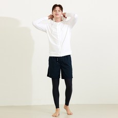 베이직엘르 남성용 매쉬포인트 래쉬가드 후드집업 + 일체형 반바지 레깅스 세트 BEM-W918G
