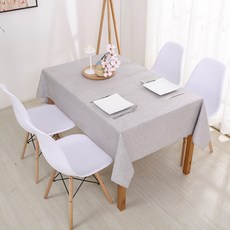 민스리빙 모던 린넨 방수 식탁보, 연그레이, 2인(90 x 130 cm), 1개