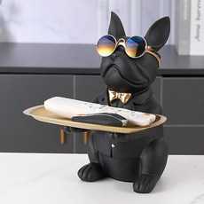 Ju and Ji 室內裝飾管家鬥牛犬托盤, 黑色+金色