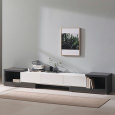 로아 2300 듀얼 익스테이션 거실장 방문설치, 화이트 + 그레이