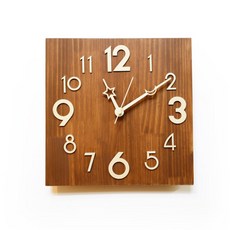 Lumia 實木方形靜音掛鐘, 棕色的