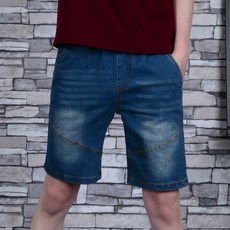 男性IN開衩鬆緊帶牛仔短褲