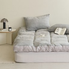 포근 통세탁 극세사 양면 사계절 매트리스 토퍼, 그레이