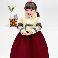 geumdong hanbok 女童 Yeojin 紅色花朵貼飾韓服套裝 AW158