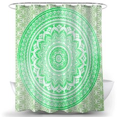 曼陀羅防水浴簾 TYPE17 150 x 180 cm, 1個, 綠色系