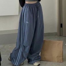 PEONIST 女款側邊線條抽繩寬版長褲