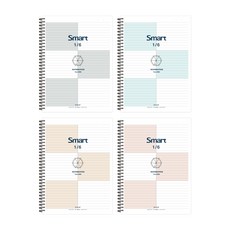The Open House 線紋筆記本 4入組 23-5598, 灰色、米色、粉色、薄荷色, 1套