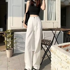 Elsso 女款白色丹寧牛仔寬褲