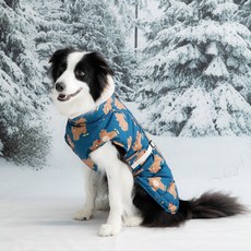 바잇미 강아지 2025 더블히트 곰돌이 패턴 하네스 패딩, 네이비, 1개