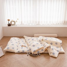 비비엔다 모달 아이싱 듀얼 낮잠 슬림 차렵이불 + 패드 세트, 블루밍