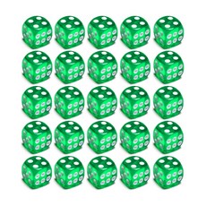透明骰子 16mm, 綠色, 25個