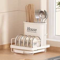 Mondspot 廚房瀝水筷子湯匙迷你餐具瀝乾 餐具收納筒 YY57365, 白色立式, 1個