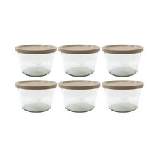 WECK 基本款玻璃罐 6p + PE米色蓋子 6p 套組 No.741, 370ml, 1套