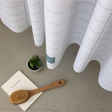 OneSevenNine 布料浴簾, 寬格紋 藍綠 白 + 藍綠, 1個