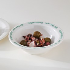 NYWIBG 字母陶瓷麥片甜點碗 15cm, 綠色, 1個
