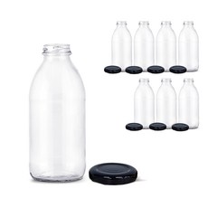 mir 玻璃果汁瓶 黑色瓶蓋, 8個, 500ml