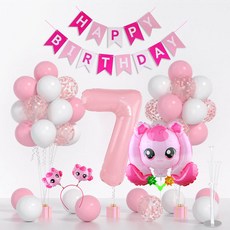 뷰라뷰 캐릭터 생일파티 풍선 세트, 캐치 티니핑 하츄핑 숫자7, 1세트
