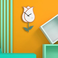 타임데코 망고 튜립 벽시계, 화이트, 화이트