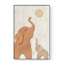 德普羅商務 現代家庭大象藝術感性室內裝飾畫框 橘色家庭A, 黑色