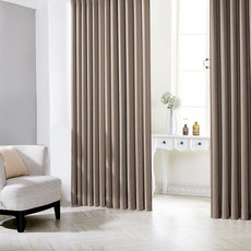 Siudeco 夏洛特掛鉤式遮光窗簾 2片 + 窗簾綁帶 2入組, 針型, 可可棕