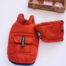 寵物冬季可拆帽鋪棉背心, 紅色的