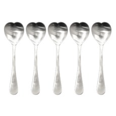 HAEMO Willive 韓國製 304不鏽鋼 Nino 餐具 愛心冰淇淋匙 霧面, 銀色, 5個