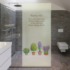 뭉키데코 유리창문 반투명 칼라안개 샤워부스 시트지 BSS, 012 귀여운 화분