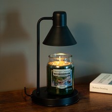 YANKee CANDLe Home Inspiration 大罐香氛蠟燭 + The Sweet Mono 旋鈕式融蠟燈 + 燈泡 2入組, 新鮮香脂冷杉, 黑色(融蠟燈)