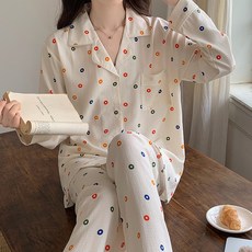 엘쏘 여성용 프리미엄 아사면 소프트 잠옷 상하의 세트