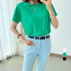 쿨쿠 여성용 베이직핏 라운드 반팔 티셔츠