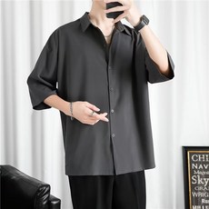 男性DM寬鬆素色短袖襯衫