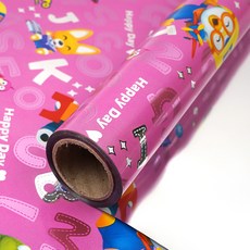 포포팬시 뽀로로 비닐 증착 포장지 소, 핑크, 1개