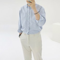 아도르클래식 남성용 멀티무드 스트라이프 옥스포드 면 워싱 캐주얼 세미 오버핏 남방 셔츠