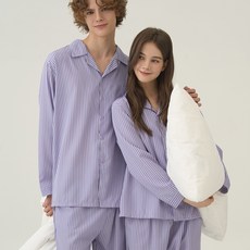 도씨 커플용 실크핏 올데이 긴팔 잠옷 세트 D-3654