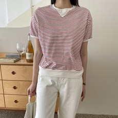 린다샵 알토이 라운드넥 단가라 반팔 맨투맨 cpt14751k42