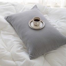 SCOHOME 素色水洗枕頭套+枕芯組, 更灰