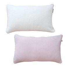 꿈꾸는두부 유아용 삼중거즈 베개 2종 세트 솜포함, A/9화이트, 핑크)