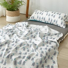 小熊圖案兒童人造絲薄被, 灰色