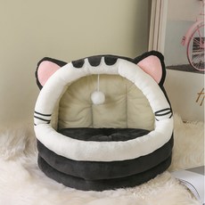 반려동물 반밀폐 큐티타이거 수면쿠션 하우스, 블랙, 1개